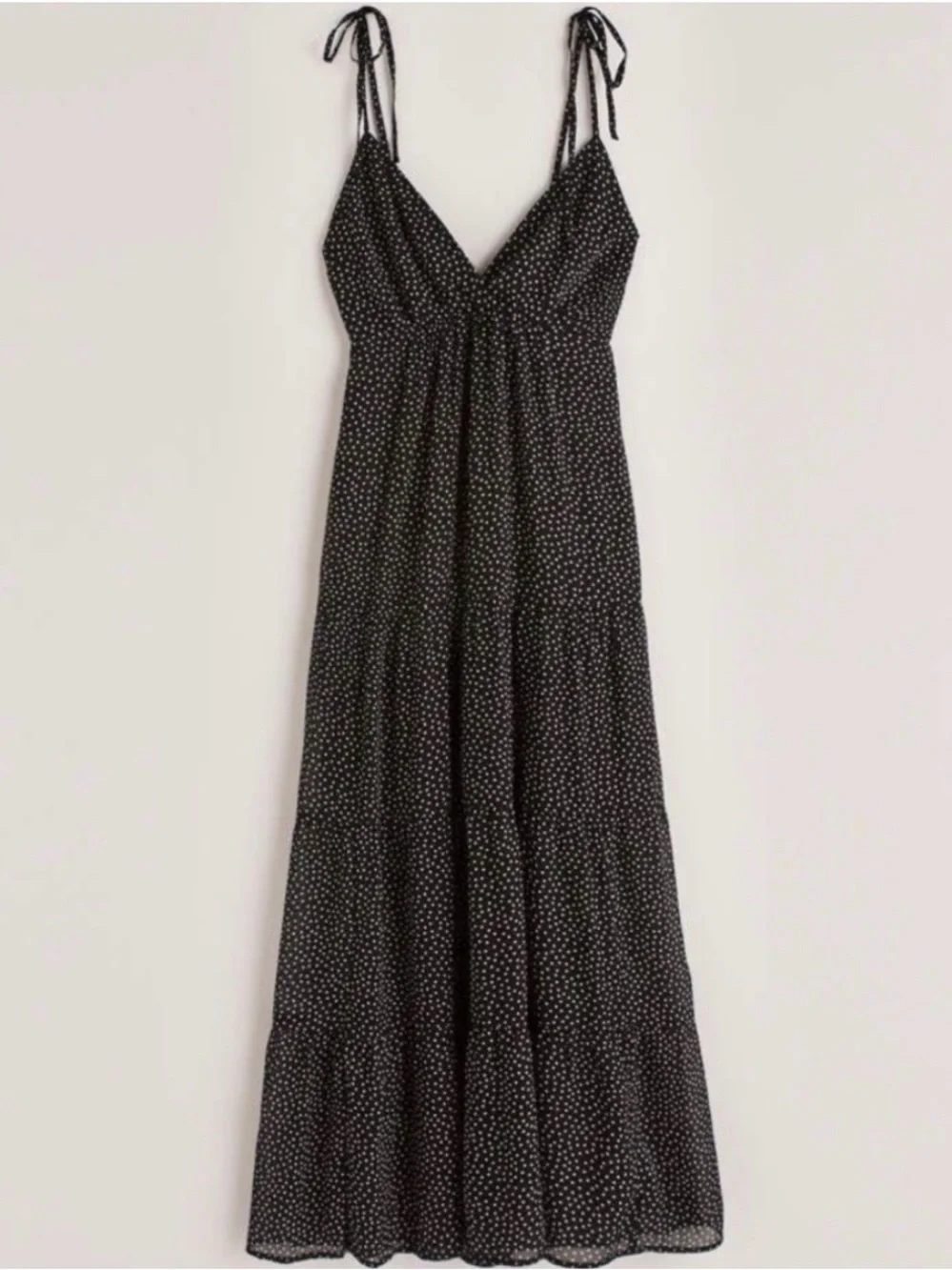 Abercrombie & Fitch Love Struck Maxi Tiered Dress Black White Polka Dot Medium M